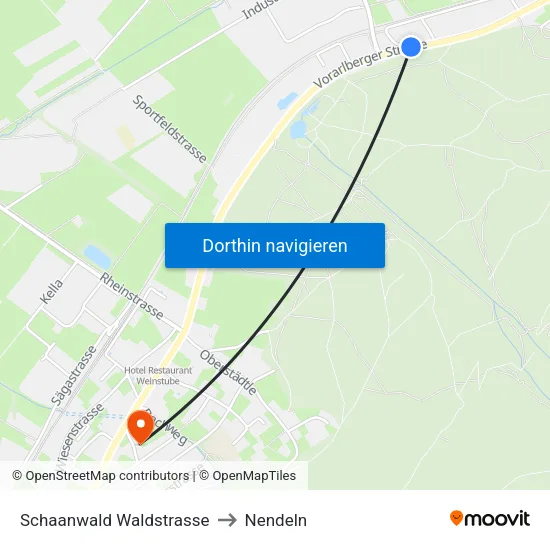 Schaanwald Waldstrasse to Nendeln map