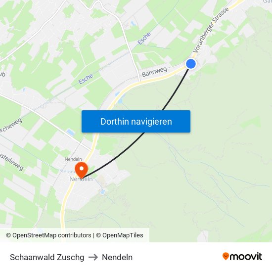 Schaanwald Zuschg to Nendeln map
