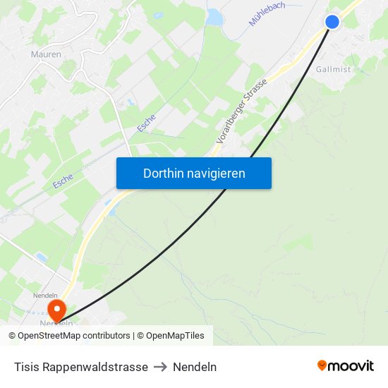 Tisis Rappenwaldstrasse to Nendeln map