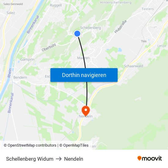 Schellenberg Widum to Nendeln map