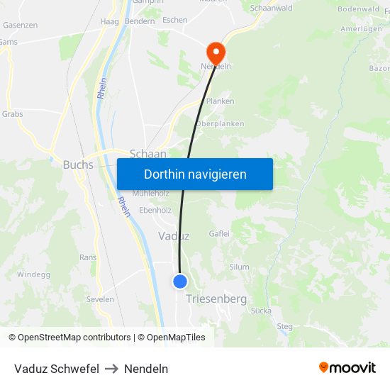 Vaduz Schwefel to Nendeln map