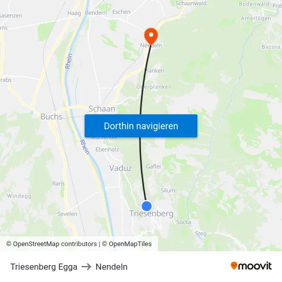 Triesenberg Egga to Nendeln map