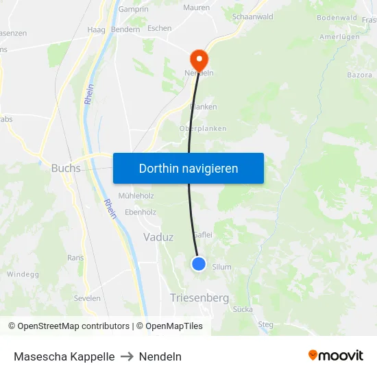 Masescha Kappelle to Nendeln map