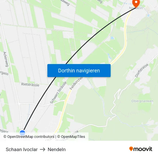 Schaan Ivoclar to Nendeln map