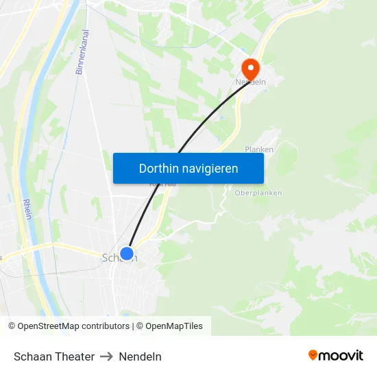 Schaan Theater to Nendeln map
