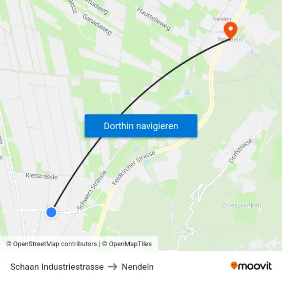 Schaan Industriestrasse to Nendeln map