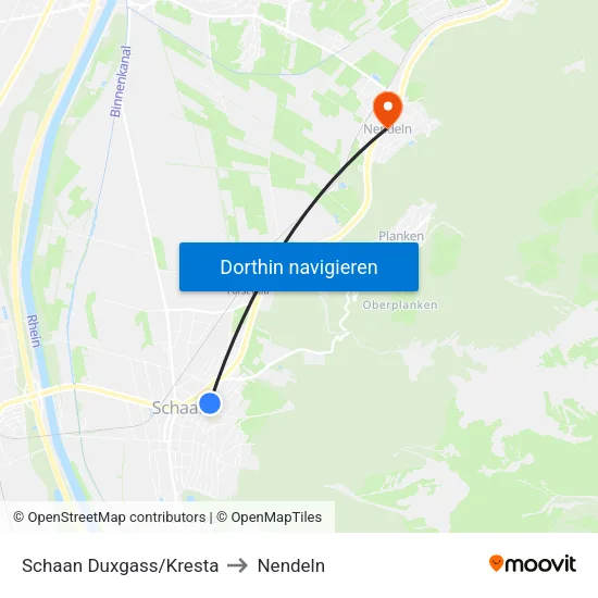 Schaan Duxgass/Kresta to Nendeln map