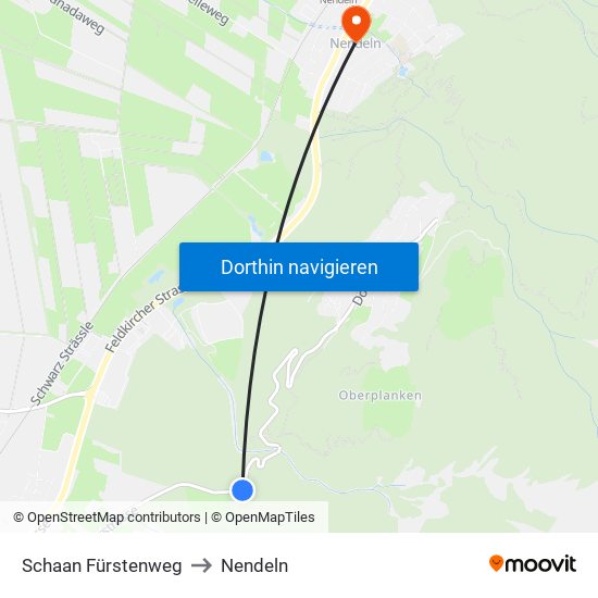 Schaan Fürstenweg to Nendeln map