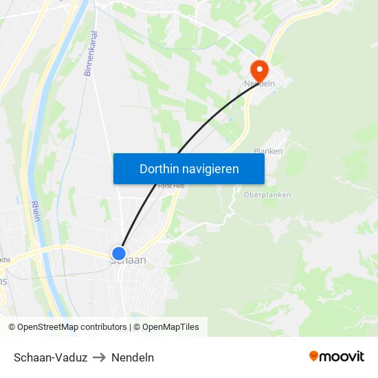 Schaan-Vaduz to Nendeln map