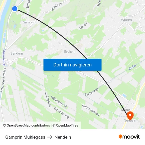 Gamprin Mühlegass to Nendeln map