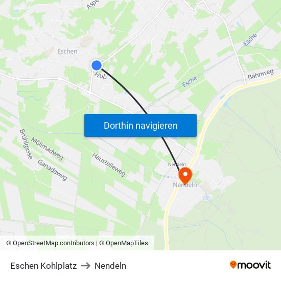 Eschen Kohlplatz to Nendeln map