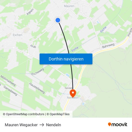 Mauren Wegacker to Nendeln map