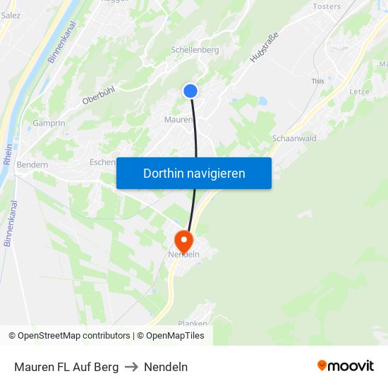 Mauren FL Auf Berg to Nendeln map