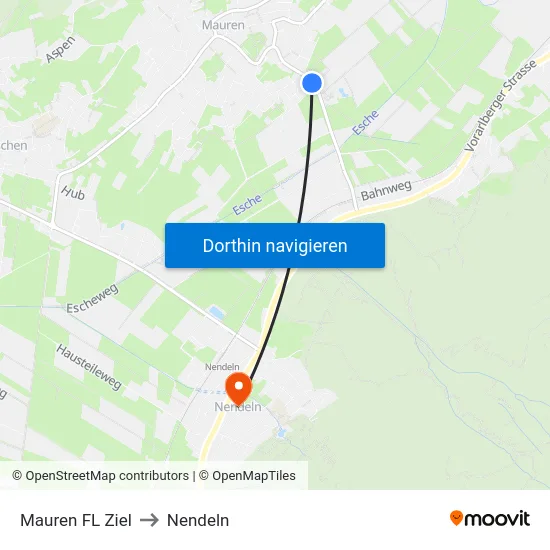Mauren FL Ziel to Nendeln map