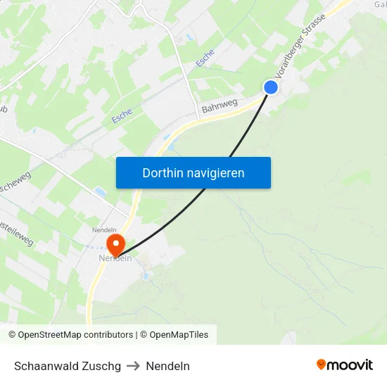 Schaanwald Zuschg to Nendeln map