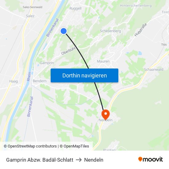 Gamprin Abzw. Badäl-Schlatt to Nendeln map