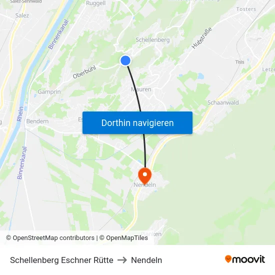 Schellenberg Eschner Rütte to Nendeln map