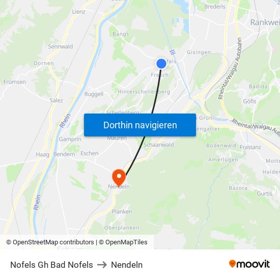 Nofels Gh Bad Nofels to Nendeln map