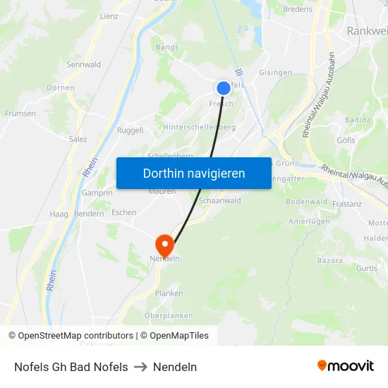 Nofels Gh Bad Nofels to Nendeln map