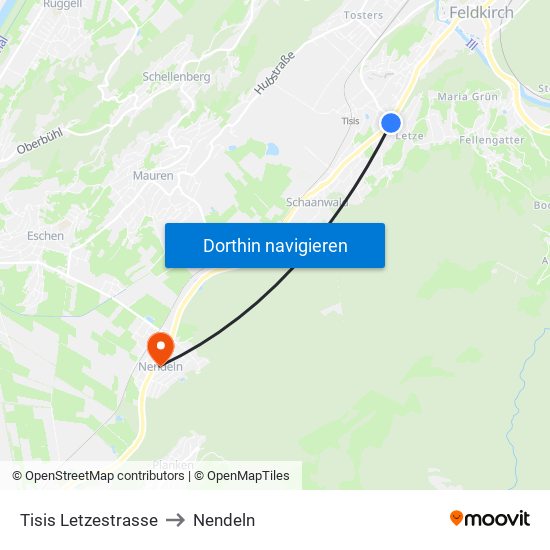 Tisis Letzestrasse to Nendeln map