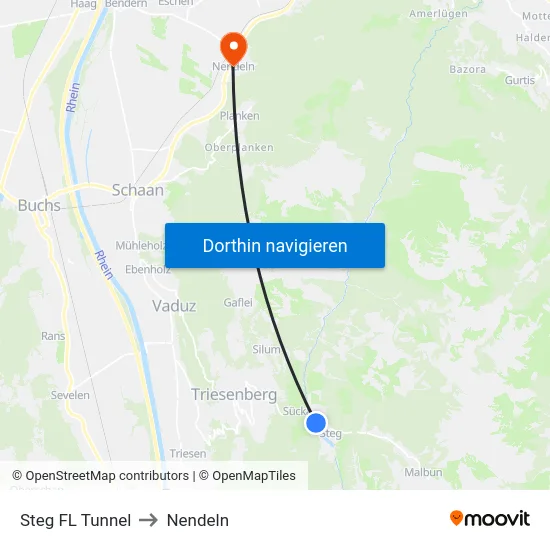 Steg FL Tunnel to Nendeln map