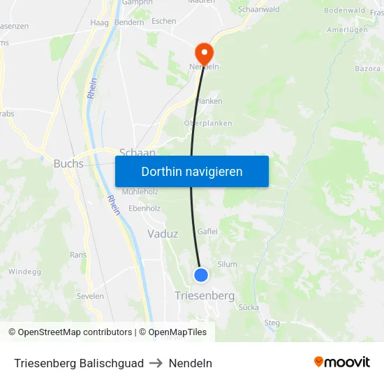 Triesenberg Balischguad to Nendeln map