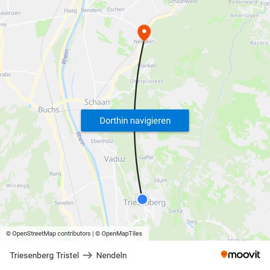 Triesenberg Tristel to Nendeln map