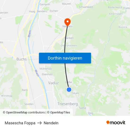 Masescha Foppa to Nendeln map