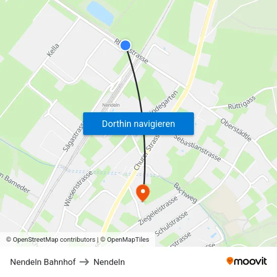 Nendeln Bahnhof to Nendeln map