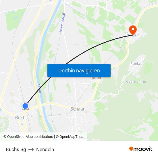 Buchs Sg to Nendeln map