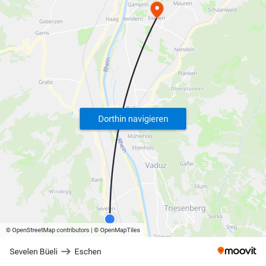 Sevelen Büeli to Eschen map