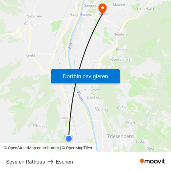 Sevelen Rathaus to Eschen map