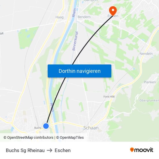 Buchs Sg Rheinau to Eschen map