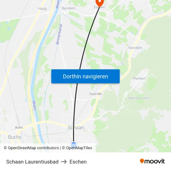 Schaan Laurentiusbad to Eschen map