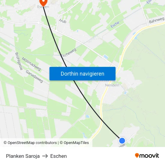 Planken Saroja to Eschen map