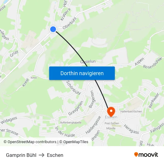 Gamprin Bühl to Eschen map