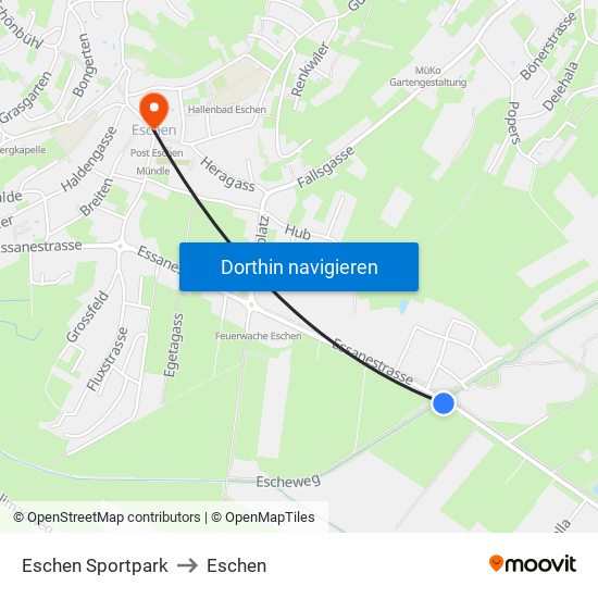 Eschen Sportpark to Eschen map