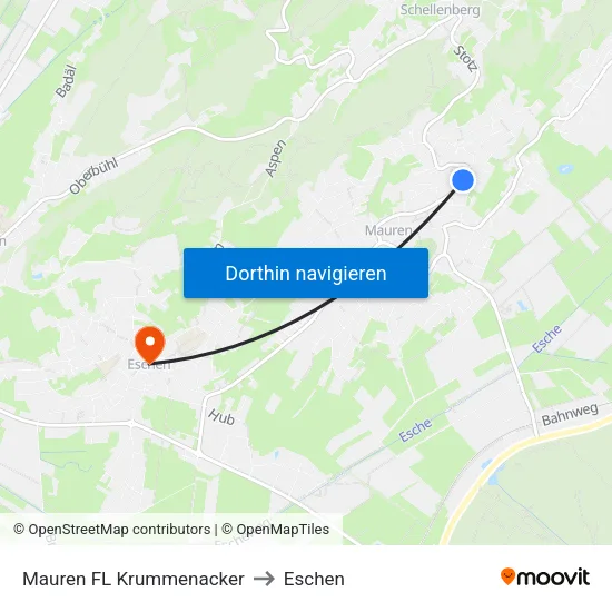 Mauren FL Krummenacker to Eschen map