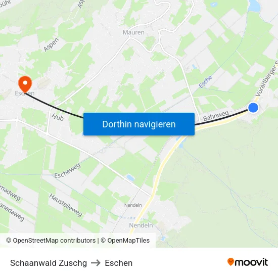 Schaanwald Zuschg to Eschen map
