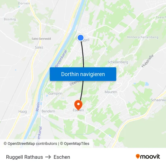 Ruggell Rathaus to Eschen map
