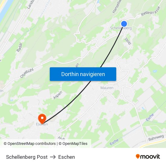 Schellenberg Post to Eschen map