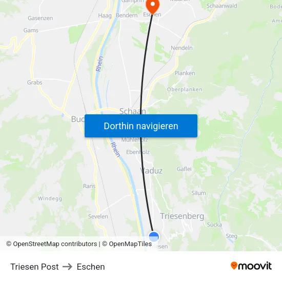 Triesen Post to Eschen map