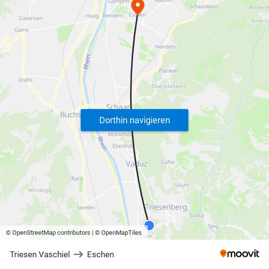 Triesen Vaschiel to Eschen map
