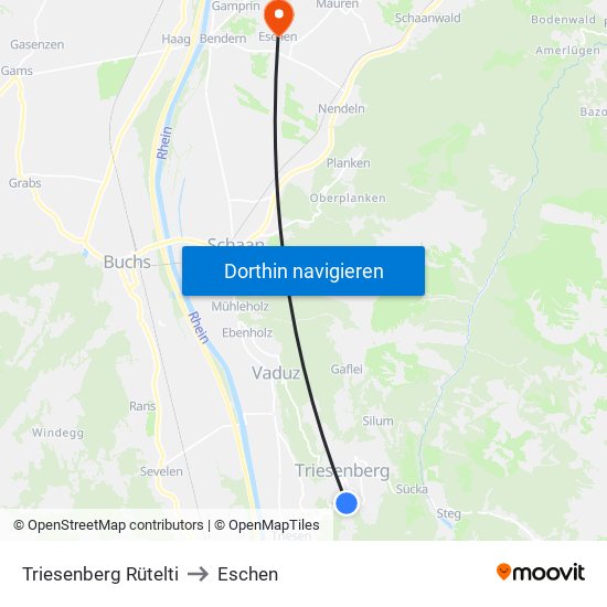 Triesenberg Rütelti to Eschen map