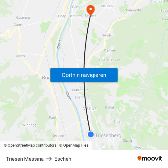 Triesen Messina to Eschen map