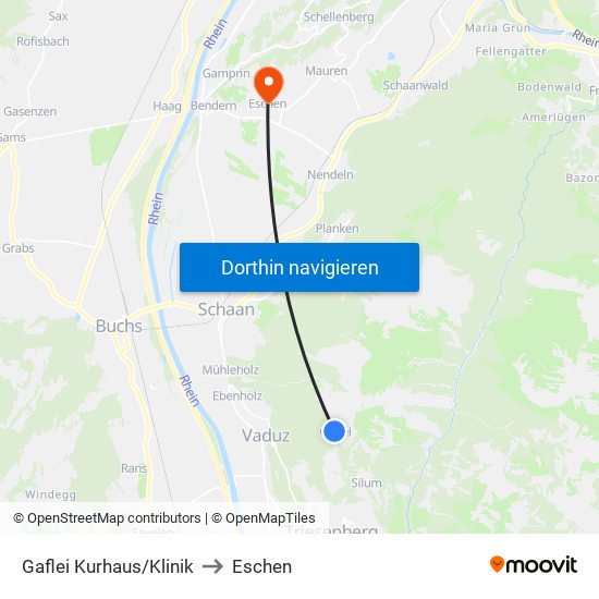 Gaflei Kurhaus/Klinik to Eschen map