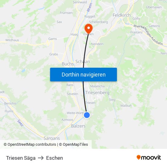 Triesen Säga to Eschen map
