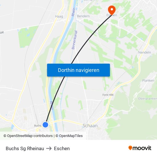 Buchs Sg Rheinau to Eschen map