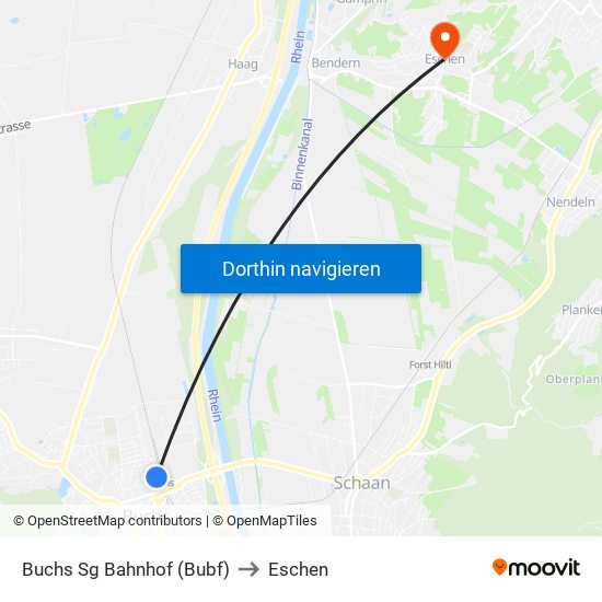 Buchs Sg Bahnhof (Bubf) to Eschen map