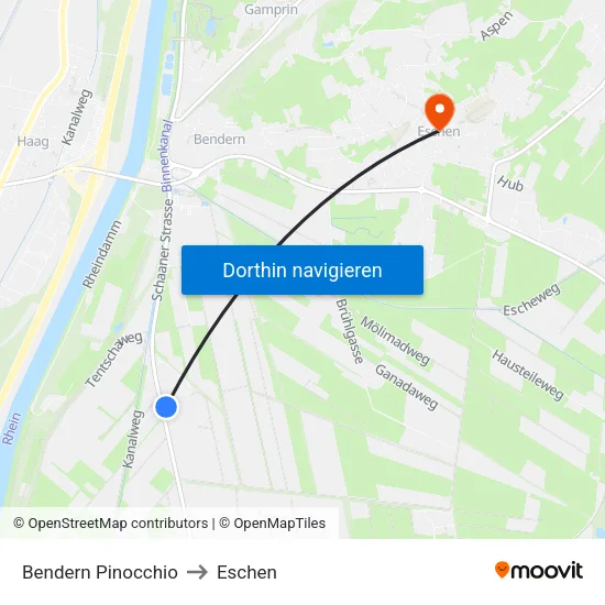 Bendern Pinocchio to Eschen map